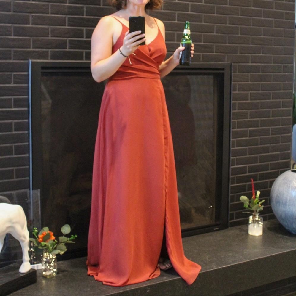 Azazie paprika chiffon bridesmaid dress